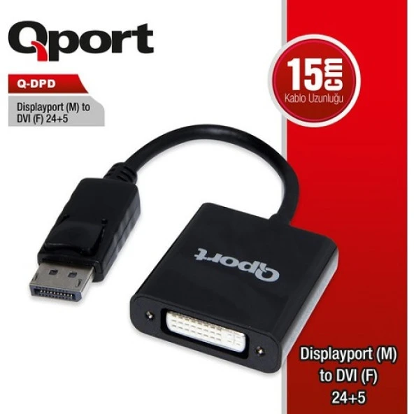 QPORT Q-DPD 0.15metre DP-DVI (24+5) Görüntü Adaptörü Beyaz 1080p ürün görseli 1