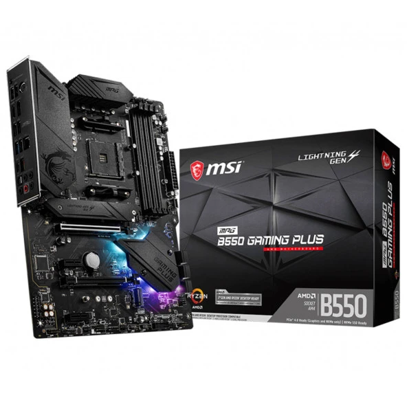 MSI MPG B550 GAMING PLUS DDR4 M2 PCIe NVME HDMI DP PCIe 16X v4.0 AM4 ATX ürün görseli 1