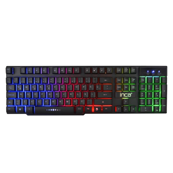 INCA IKG-449 Türkçe USB RAINBOW EFECT MEKANİK HİSLİ Siyah Oyuncu Klavye ürün görseli 1