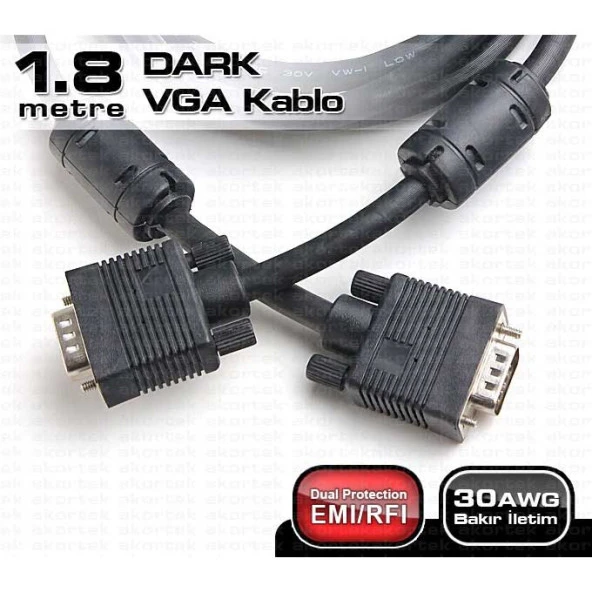DARK DK-CB-VGAL180 1.8 Mt Monitör Kablosu VGA 15E/15E ürün görseli 1