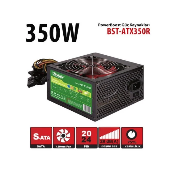 POWERBOOST 350W BST-ATX350R 12CM FANLI POWER SUPPLY ürün görseli 1