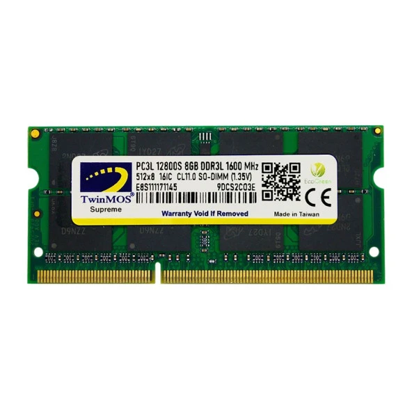 TWINMOS 8GB DDR3 1600 MHz CL11 NOTEBOOK RAM MDD3L8GB1600N 1.35volt (Low Voltage) ürün görseli 1