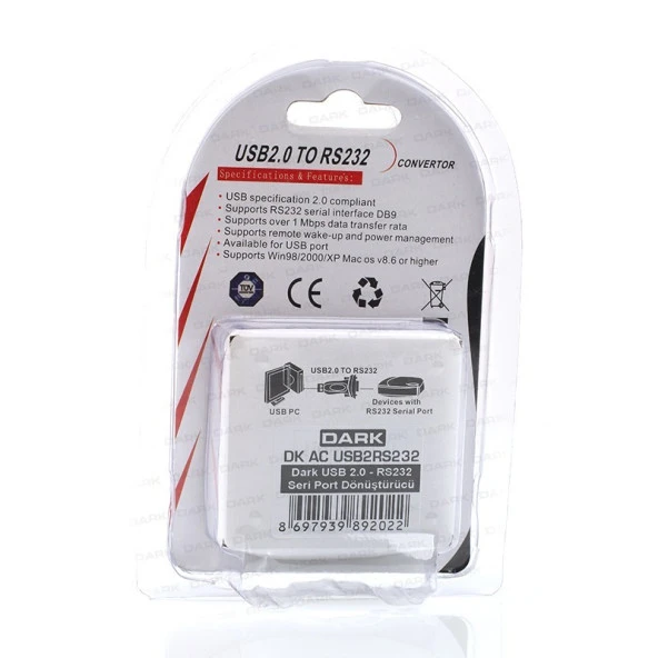 DARK DK-AC-USB2RS232 USB'den RS232 (Seri) Çevirici - Resim 3