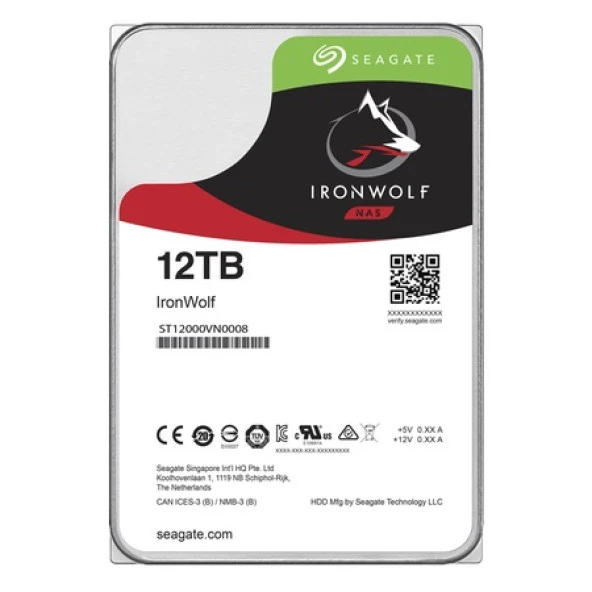 SEAGATE 12TB  IRONWOLF ST12000VN0008 256MB 7200RPM NAS DİSKİ ürün görseli 1