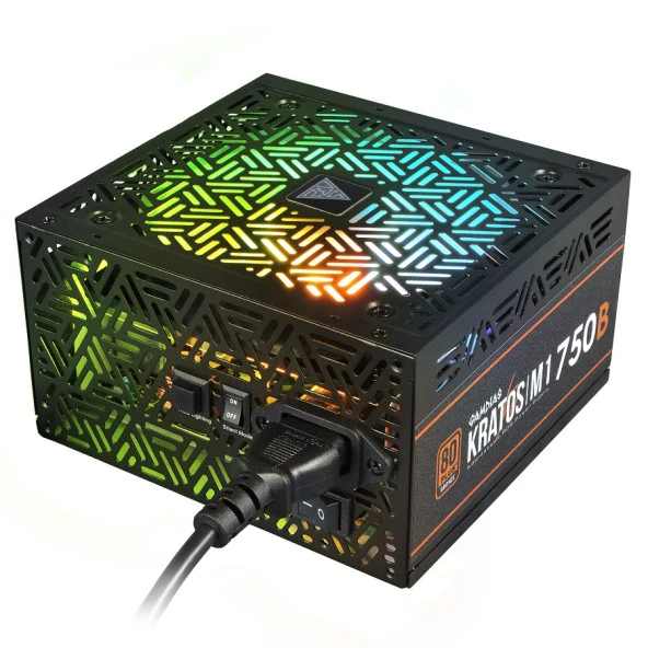 GAMDIAS 750W 80  BRONZE KRATOS M1-750B 12cm RGB Fanlı Power Supply ürün görseli 1