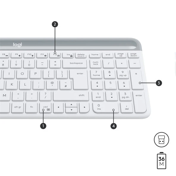 LOGITECH MK470 Kablosuz Q Trk Beyaz Multimedya Klavye - Mouse Set 920-009436 - Resim 8