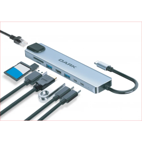 Dark Dk-Ac-U31x40 Type-C To Hdmı/Usb/Ethernet Çevirici Hub ürün görseli 1