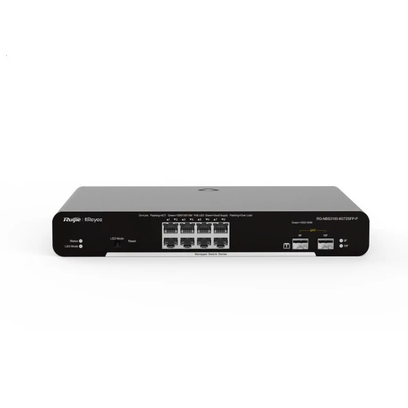 RUIJIE 8port 125w FULL PoE RG-NBS3100-8GT2SFP-P GIGABIT 2X SFP Yönetilebilir Switch ürün görseli 1