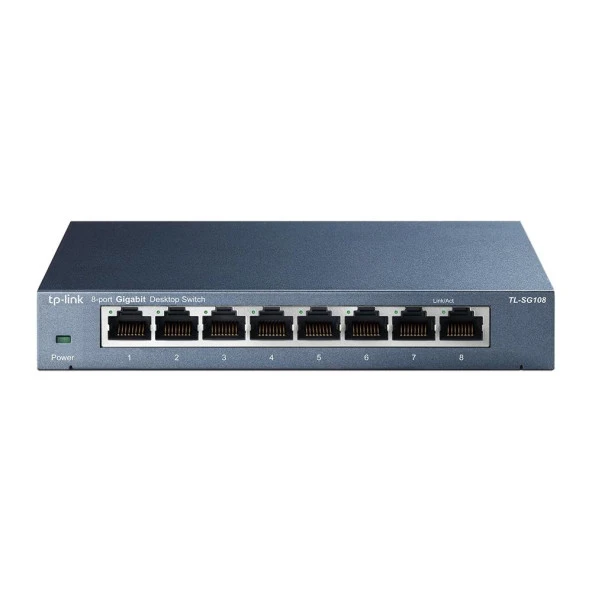 TP-LINK 8-PORT TL-SG108 GIGABIT YÖNETİLEMEZ SWITCH METAL KASA ürün görseli 1