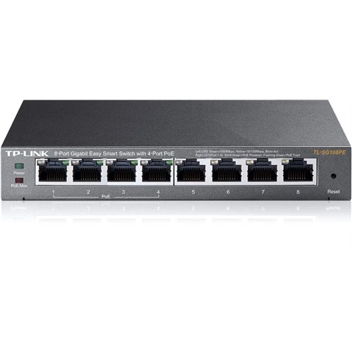 TP-LINK 8port TL-SG108PE 55w 4port PoE Yönetilebilir Switch ürün görseli 1