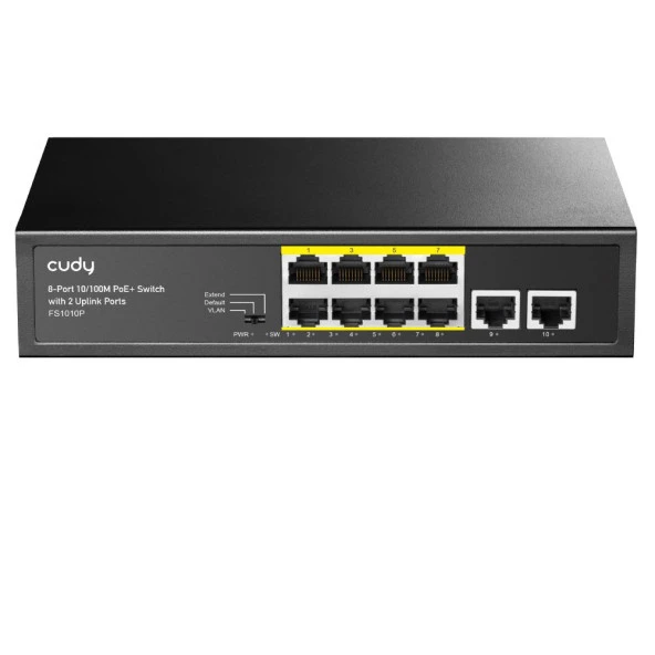 CUDY 8port 80w FULL PoE FS1010P 10/100 2x UPLINK Yönetilemez Switch ürün görseli 1