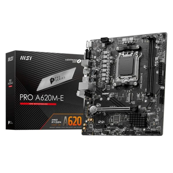 MSI PRO A620M-E DDR5 HDMI PCIe 16X v4.0 AM5 mATX ürün görseli 1