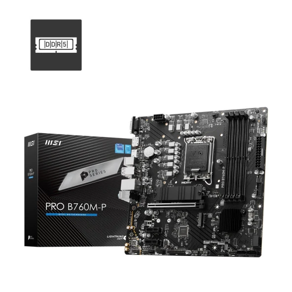 MSI PRO B760M-P DDR5 HDMI DP PCIe 16X v4.0 1700p mATX ürün görseli 1