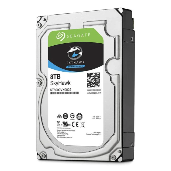 SEAGATE 3.5" 8TB SKYHAWK ST8000VX009 5400 RPM 256MB SATA-3 Güvenlik Diski ürün görseli 1