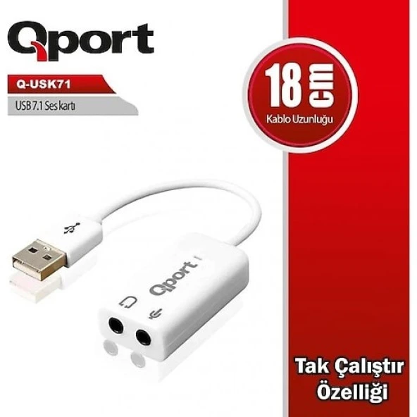 Qport Q-Usk71 Usb To Soundcard 7.1 Usb Ses Kartı ürün görseli 1
