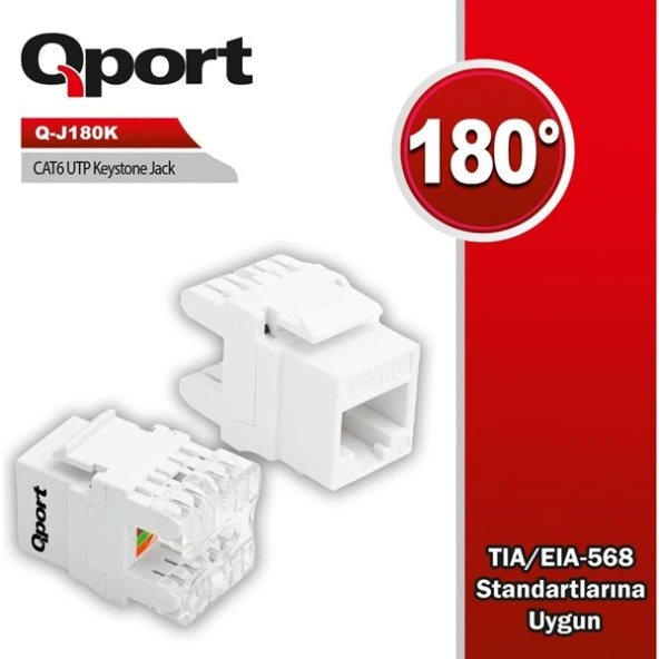 Qport Q-J180k Cat6 Utp 180 Derece Keystone Jack ürün görseli 1