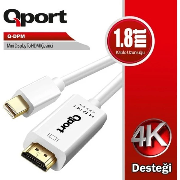 Qport Q-Dpm Mını Dısplay To Hdmı 1.8Mt Çevirici Kablo ürün görseli 1