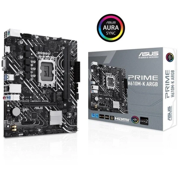 ASUS PRIME H610M-K D4 ARGB DDR4 HDMI PCIE 3.0 1700P MATX ürün görseli 1
