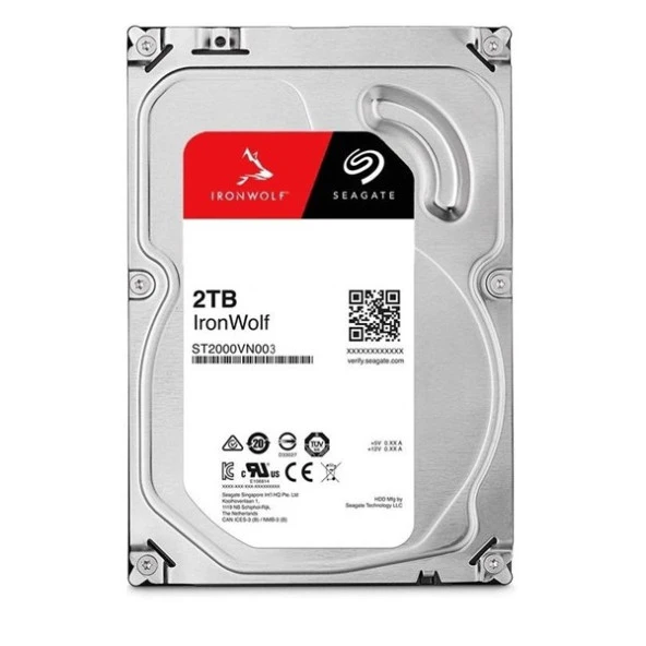 SEAGATE 2TB 3.5" IRONWOLF ST2000VN003 256GB 5900RPM NAS DİSKİ (DİSTRİBÜTÖR GARANTİLİ) ürün görseli 1