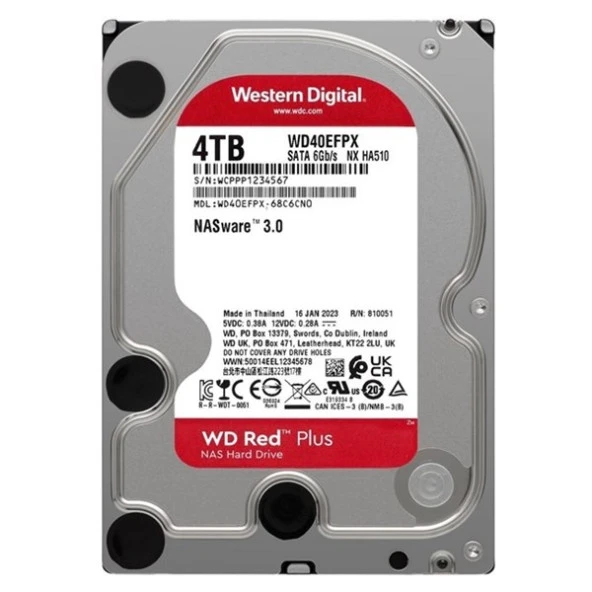 WD 4TB RED WD40EFPX 256MB 5400RPM SATA-3 GÜVENLİK DİSKİ ürün görseli 1