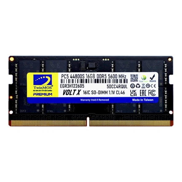 TWINMOS 16GB DDR5 5600MHZ CL46 NOTEBOOK RAM VOLTX TMD516GB5600S46 ürün görseli 1