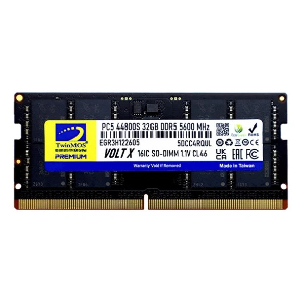TWINMOS 32GB DDR5 5600MHZ NOTEBOOK RAM PREMIUM TMD532GB5600S46 ürün görseli 1