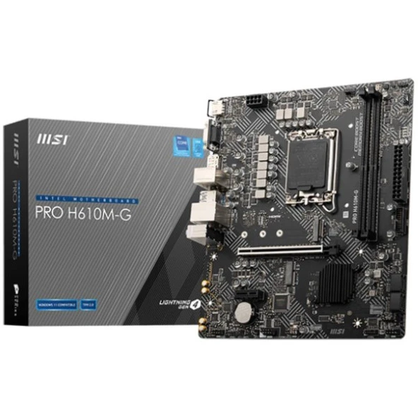 MSI PRO H610M-G DDR5 M2 PCIe NVME HDMI PCIe 16X v4.0 1700p mATX ürün görseli 1