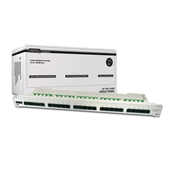 DIGITUS DN-91325-1 19" 25 port CAT-3 ISDN Patch Panel, Zırhsız ürün görseli 1