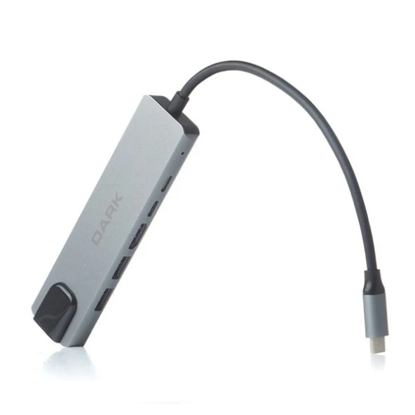 DARK DK-AC-U31X47 Type-C to Ethernet / HDMI / USB 3.0 - USB 2.0 / USB-C PD 100W Macbook Pro/Air & Notebook/Ultrabook için Port Çoklayıcı HUB ürün görseli 1