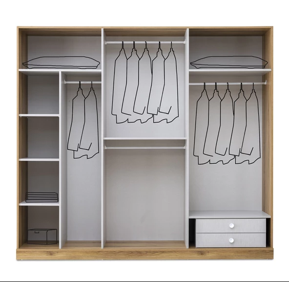 TİSAN MDF 6 KAPILI DOLAP - Resim 2