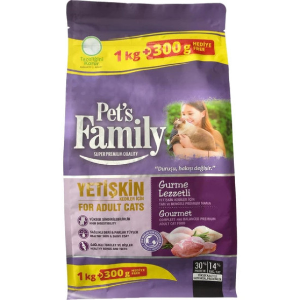 Pets Family Super Premium Gurme Lezzetli Yetişkin Kedi Maması 1300 G ürün görseli 1