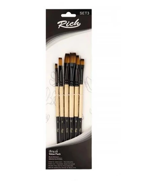 Rich Düz Kesik Fırça Seti 6lı Set 3 ürün görseli 1