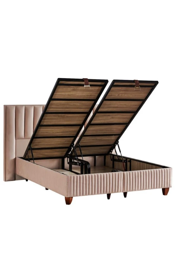 Hades Lüks Baza ve Başlık Seti 180x200 cm Çift Kişilik Baza ve Başlık Takımı Krem Özel Kumaş ürün görseli 1