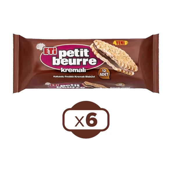 Eti Kakaolu Fındık Kremalı Petibör Bisküvi 270 gr x 6 Adet ürün görseli 1