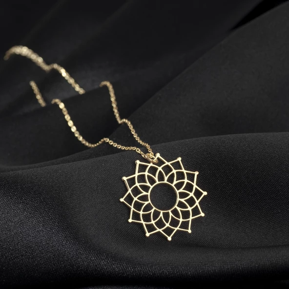925 Ayar Gümüş Lotus Çiçeği Kadın Kolye Özel Tasarım ürün görseli 1