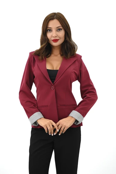 Kadın Tek Düğme Detaylı Blazer Ceket 5522 ürün görseli 1
