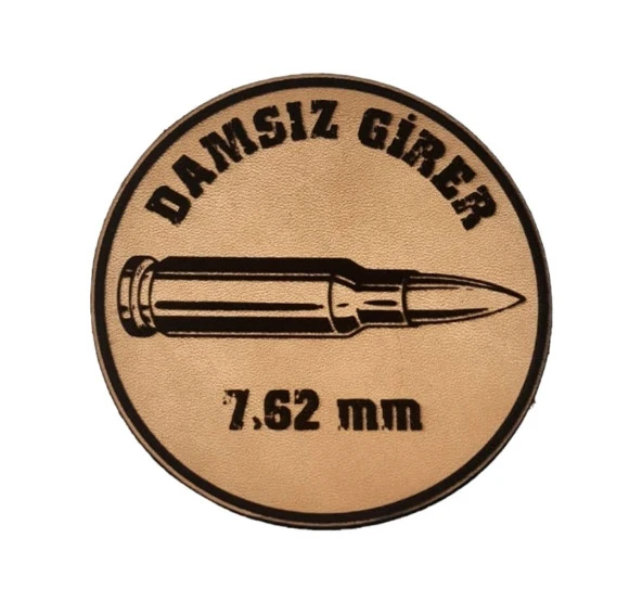 Damsız Girer 7,62 mm  -Yuvarlak  Deri Peç - Arma - Leather Patch ürün görseli 1