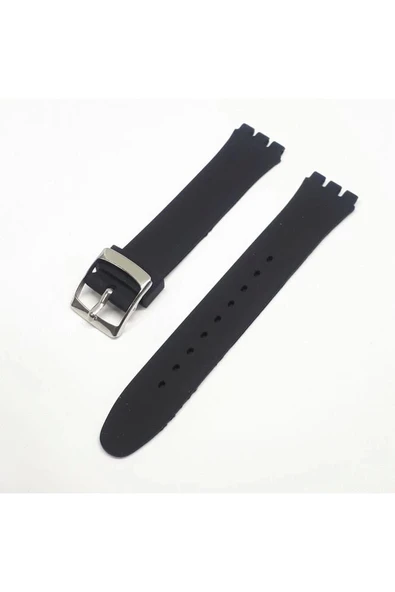 17mm Swatch Uyumlu Siyah Slikon Saat Kordonu ürün görseli 1