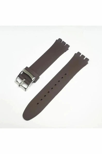 19mm Swatch Uyumlu Chrono Model Slikon Saat Kordonu - KAHVE ürün görseli 1