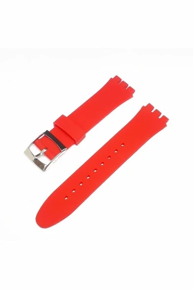 19mm Swatch Uyumlu Chrono Model Slikon Saat Kordonu - KIRMIZI ürün görseli 1