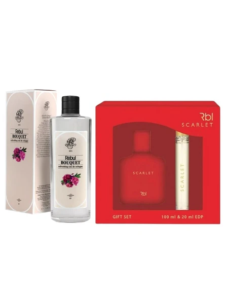 Rebul Scarlet Edp 100 ml + 20 ml Kadın Parfüm + Kolonya Bouquet 250 ml Özel Set ürün görseli 1