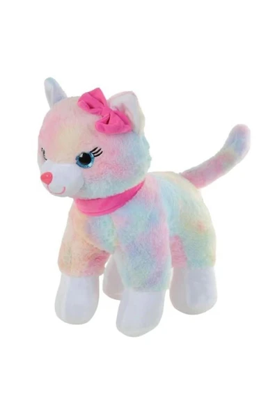 Halley Peluş 30 Cm Pembe Tokalı Kedi (KEDİ SESİ ÇIKARAN) ürün görseli 1