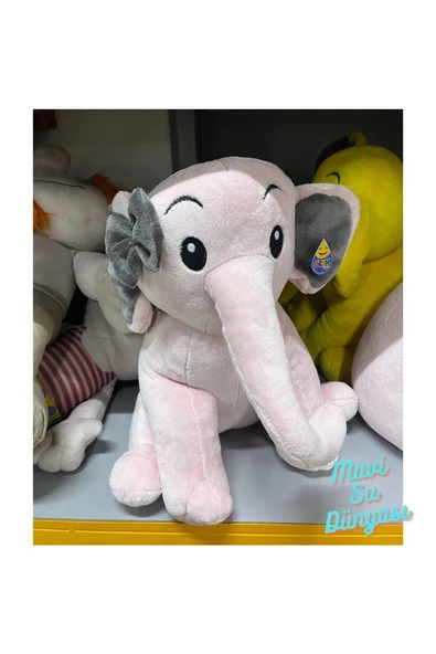 Peluş Kurdaleli Nazlı Fil 50 Cm - Mavi Su Dünyası ürün görseli 1