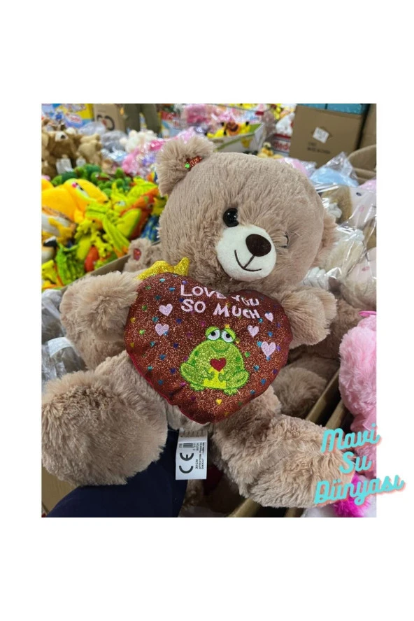 Peluş 30 Cm Kalpli Ayıcık Love You So Much - Mavi Su Dünyası ürün görseli 1