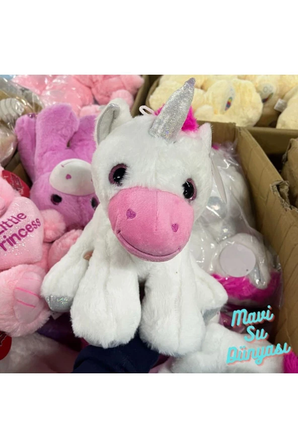 Peluş Unicorn Beyaz Renkli 25 Cm - Mavi Su Dünyası ürün görseli 1