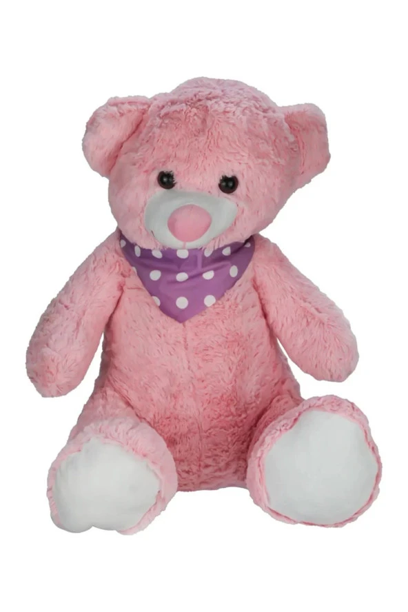 Peluş Fularlı Ayıcık Pembe Renk 50 Cm - Mavi Su Dünyası ürün görseli 1