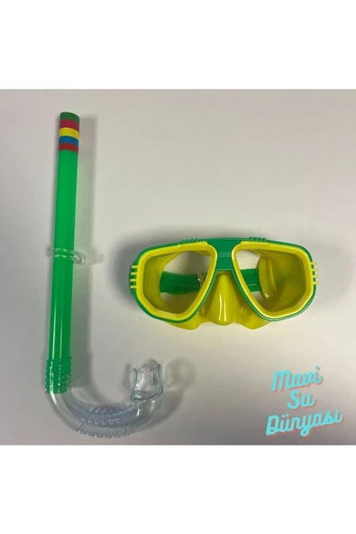Çocuk Şnorkel Set Yeşil Renk 3 ile 7 Yaş Arası Deniz ve Havuz Maske Seti ürün görseli 1