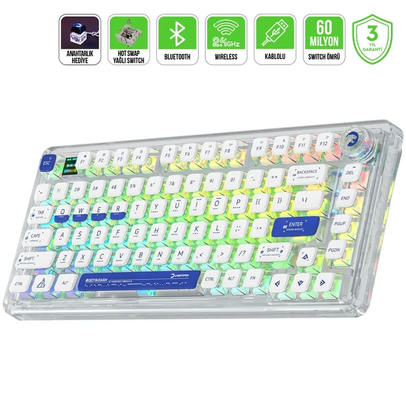 GamePower Gasket Pro X RGB Wireless/Bluetooth/Kablolu Mekanik Hot-Swap Yağlı Switch Gasket Gaming Klavye ürün görseli 1