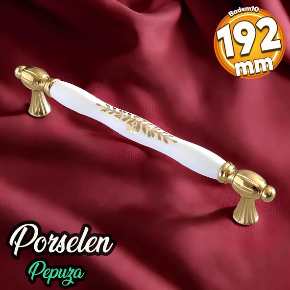 Pepuza Gerçek Porselen Altın Gold 192 mm Mobilya Mutfak Kulp Çekmece Dolap Kulplar Kulpu Kulbu ürün görseli 1