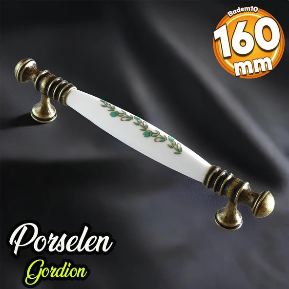 Gordion Gerçek Porselen Eskitme Antik Beyaz 160 mm Mobilya Mutfak Dolabı Dolap Kulpu Kulbu Kulpları ürün görseli 1